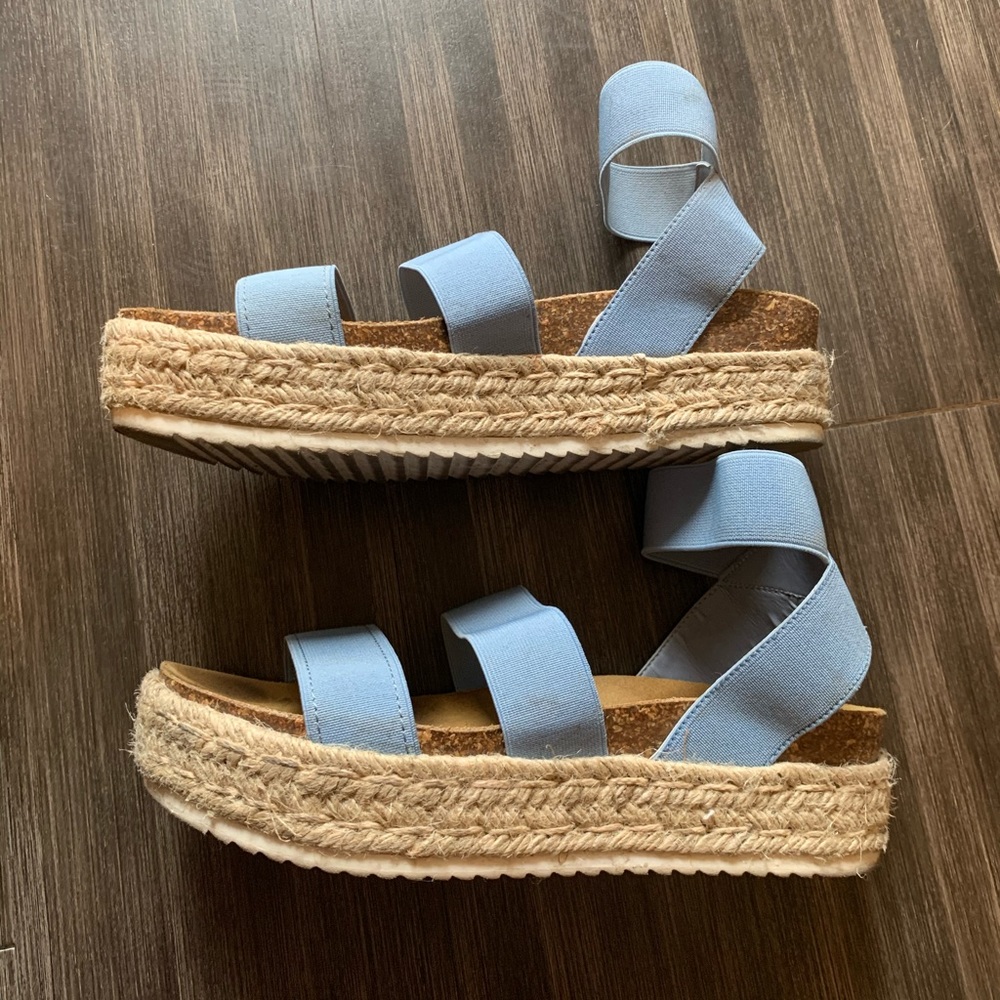 Steve Madden light blue wedges.